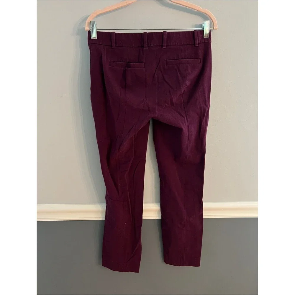 J.Crew Stretch Slim Ankle Pants Burgundy Plum Career Work Office Size US 2
